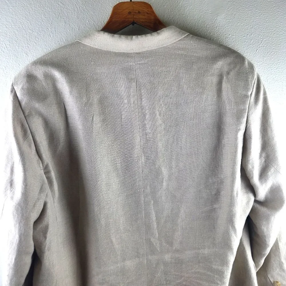 Men's Eddie Bauer 100% Belgian Linen Two Button Beige Blazer Sportscoat Size 50T